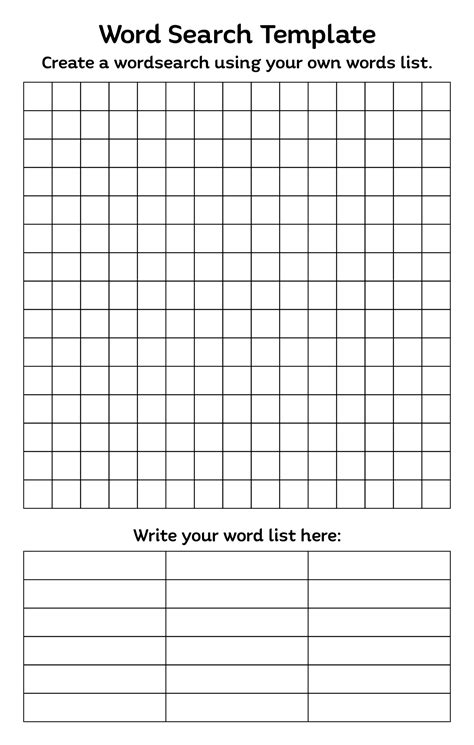 Blank Word Search