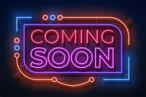 Neon Coming Soon Sign Film Announce Badge New Shop