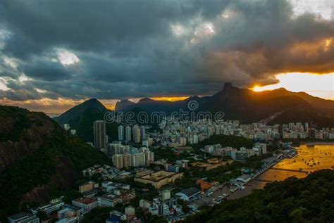 Rio De Janeiro Brazil Beautiful Landscape At Sunset On Top Of The