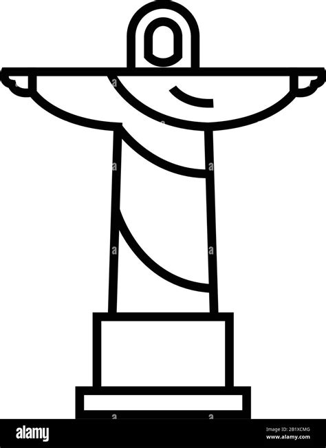 Jesus Christ Statue Line Icon Concept Sign Outline Vector