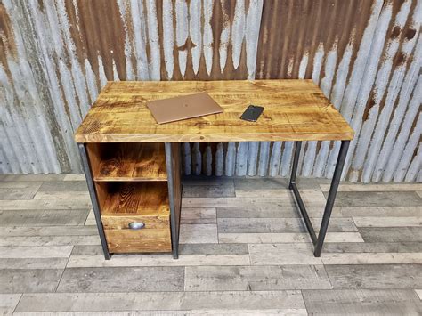New Industrial Rustic Desk With Storage Compact Desk For Home Office