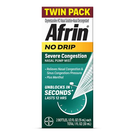 Buy Afrin No Drip Severe Congestion Maximum Strength Nasal Spray 12 Hour Nasal Spray For Nose