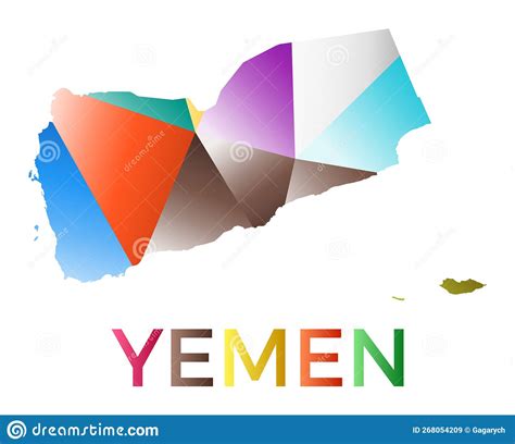 Bright Colored Yemen Shape Stock Vector Illustration Of Polygonal