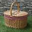 Oval Lidded Wicker Picnic Basket Red Check Lining  The Company