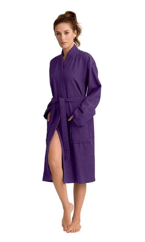 Soft Touch Linen Luxurious 100 Cotton Womens Waffle Robe Long Lightweight