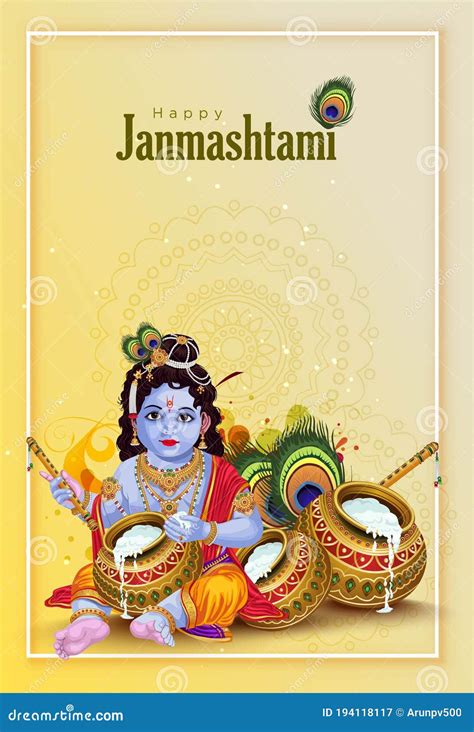 Shree Krishna Janmashtami Indian Festival Greeting Background Vector