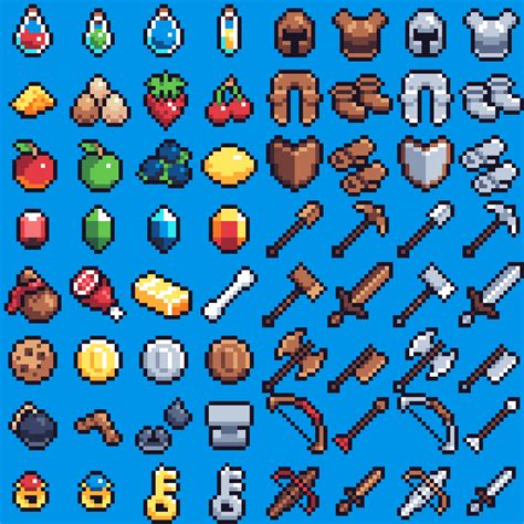 5,000+ vectors, stock photos & psd files. 16x16 Pixel art RPG Items by GentleCatStudio