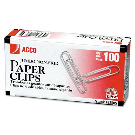 Acco Paper Clips Jumbo Non Skid Azm Clan