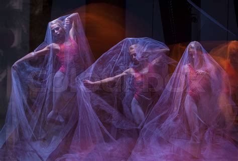 Sensual And Emotional Dance Of Beautiful Ballerina Through The Veil Stock Image Colourbox