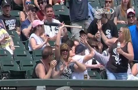 Chicago White Sox Fan Plucks Flying Baseball Bat Out Of Air One Handed Daily Mail Online