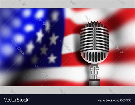 Usa Flag With Mic Royalty Free Vector Image Vectorstock
