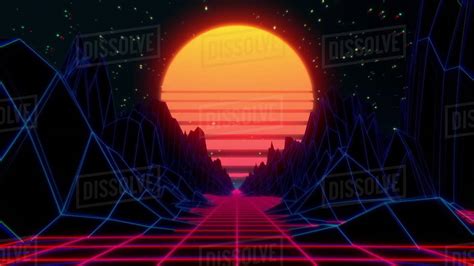 80s Retro Futuristic Sci Fi Background Retrowave Vj Videogame