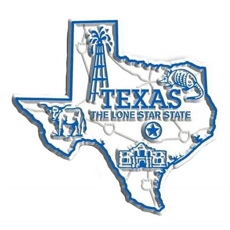Texas The Lone Star State Map Fridge Magnet