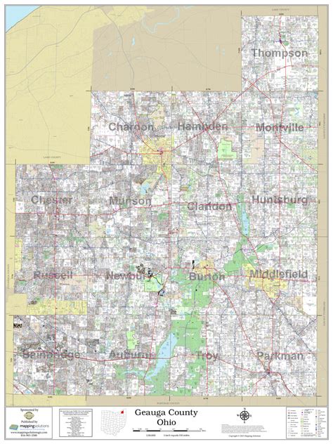Geauga County Ohio 2024 Wall Map Mapping Solutions