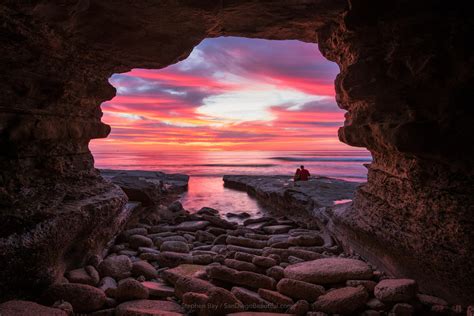 Peering Out A Cave During A Magical Sunset In San Diego Yes We Have A