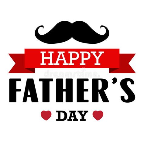 happy father s day greeting card with mustache and hearts on white background royalty illustration