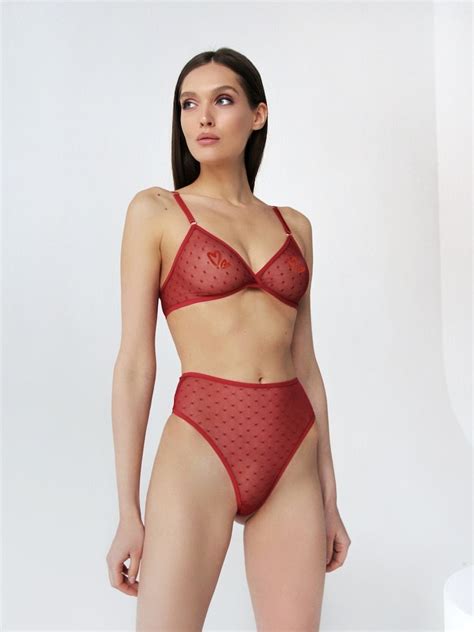 Red Lingerie Set Sheer Lingerie Set Girlfriend T Mesh Etsy