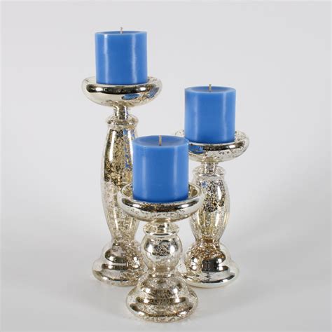 Eastland Unique Mercury Glass Pillar Candle Holder Set Of 3 Save On Crafts