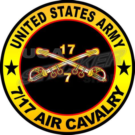 Us Army 717th Air Cavalry Crossed Swords Sticker Round Item Ar