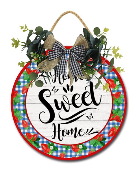 Home Sweet Home Door Sign Home Decor Round Wood Wreaths Wall Hanging