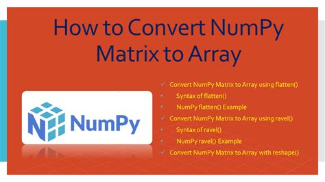 How To Convert Numpy Matrix To Array Spark By Examples