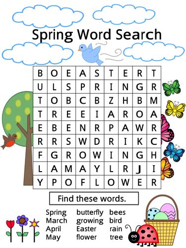 Kindergarten worksheets readinge printable sight words for first grade phonics procopiogelati free word. Spring Word Search - Best Coloring Pages For Kids