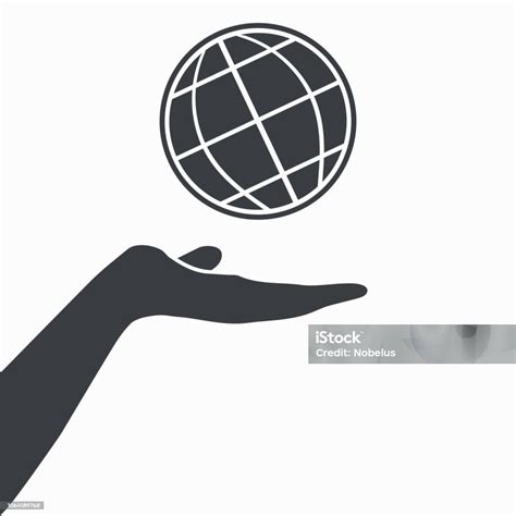 Hand Presenting Hand Hold Globe Icon Stock Illustration Download