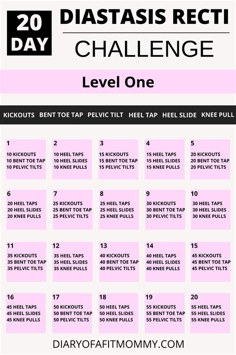 Free 20 Day Diastasis Recti Challenge Level One Diary Of A Fit Mommy