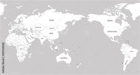 World Map Asia Australia And Pacific Ocean Centered White Lands And