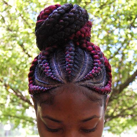 Burgundy And Black Ghana Braid Ponytail Hair By Ashley M Sparrow