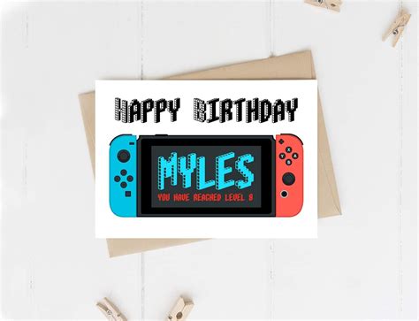 Personalised Nintendo Switch Birthday Card Rosa Loves Rainbows
