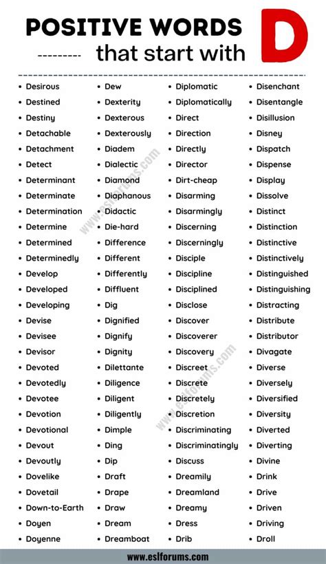 List Of 270 Positive Words That Start With D With Examples Esl Forums