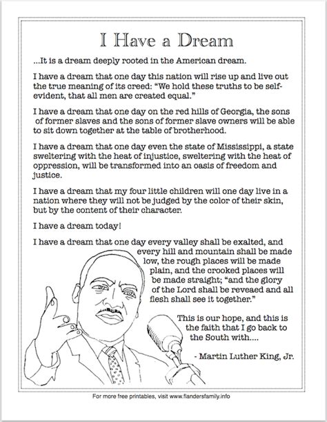 Free Printable Martin Luther King Jrs I Have A Dream Speech