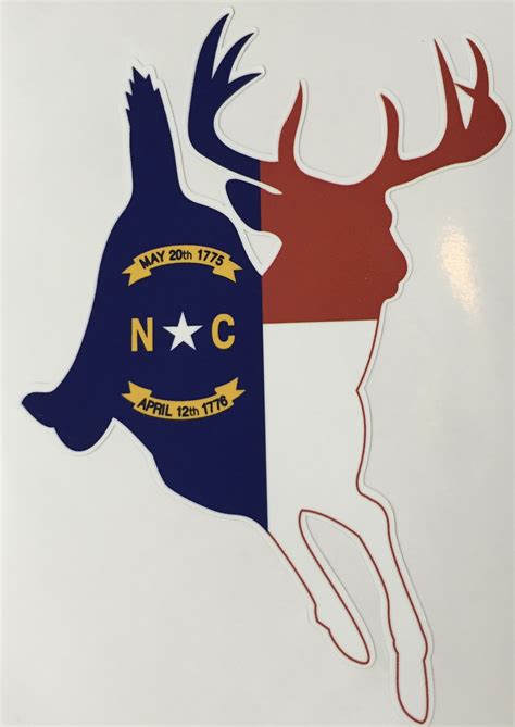 North Carolina Whitetail Running Deer Flag Decal Sticker Large Ag