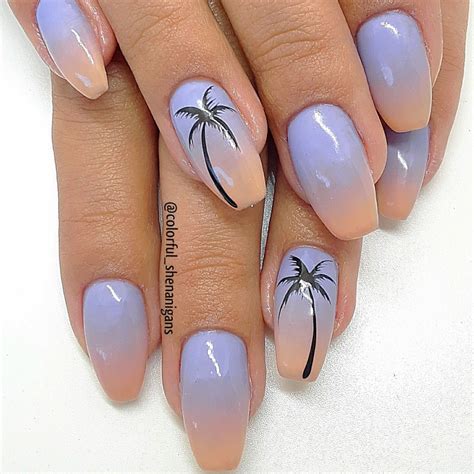 Colorful Shenanigans Summer Ombre Fade Palm Tree Nail Art Utah County Nail Art Palm Tree Nails