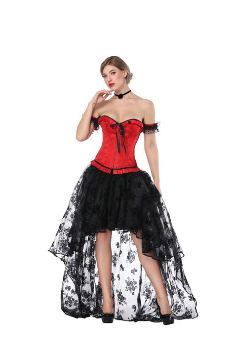 Burlesque Steampunk Corset Dress For Women Vintage Gothic Lace Corset