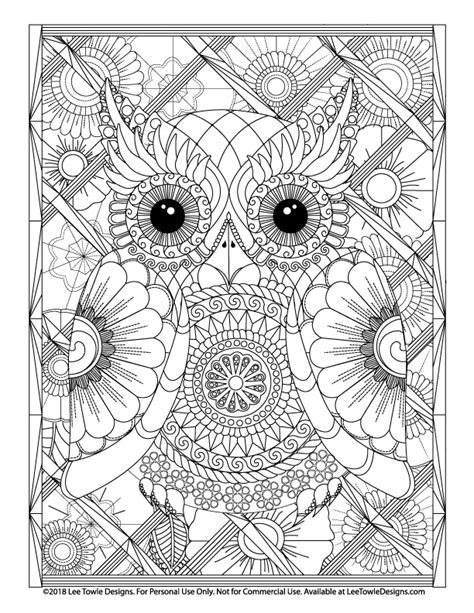 Fun Zen Owl Advanced Coloring Page For Adults Free Coloring Page