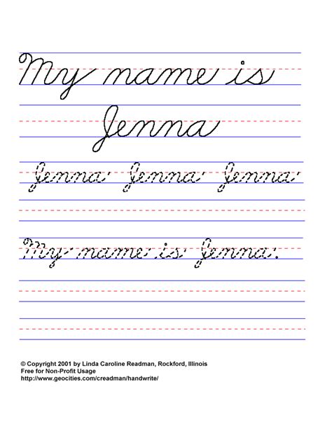 Basic Handwriting For Kids Cursive Names Female Non Javascript Lists