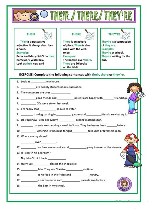 THEIR, THERE & THEY'RE - English ESL Worksheets for distance learning ...