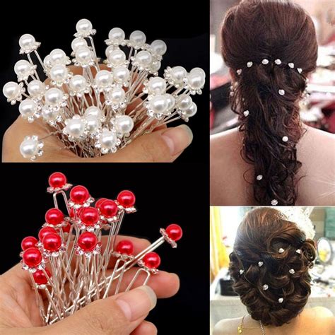 20pcs Fashion Crystal Pearl Wedding Hair Pins Flower Bridal Hairpins Bridesmaid Hair Clips Hair