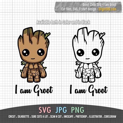 Baby Groot Chibi I Am Groot Guardian Of The Galaxy SVG Printable