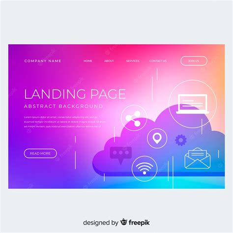 Free Vector Colorful Gradient Landing Page With Cloud