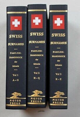 Swiss Surnames A Complete Register Volume Set Rare Set Geneology
