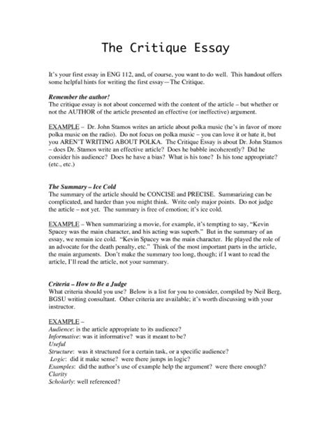 Give an example of each. 008 Critical Essay Outline Format 130831 Example ~ Thatsnotus