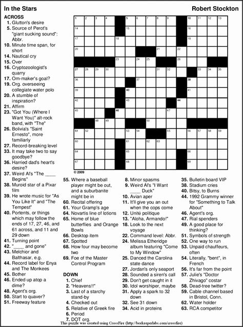Easy Large Print Crossword Puzzles Printable