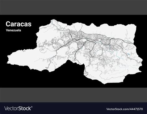 Caracas Map Detailed Map Of City Royalty Free Vector Image