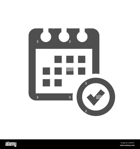 Calendar With Tick Symbol Or Check Mark Black Vector Icon Stock Vector