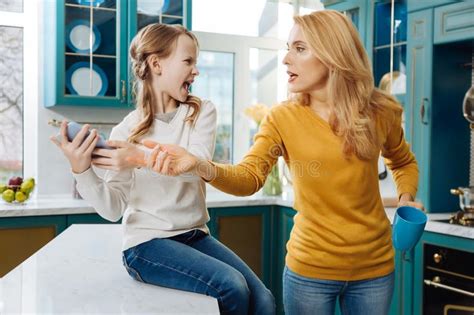 Angry Girl Shouting At Her Mother Stock Image Image Of