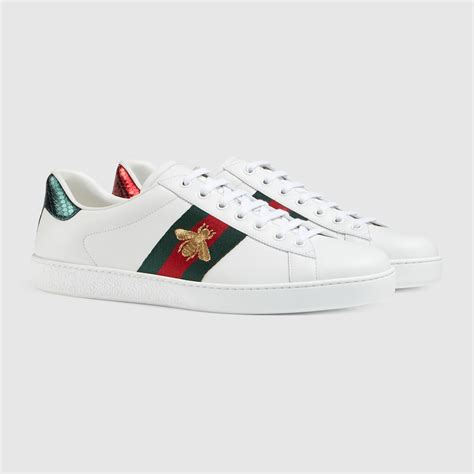 Mens Ace Sneaker White Leather With Bee Gucci Pt