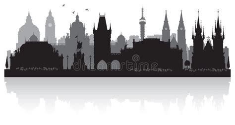 Prague Czech City Skyline Silhouette Stock Vector Illustration Of